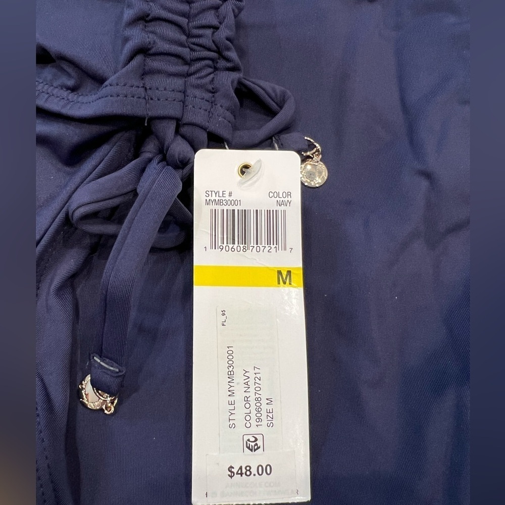 NWT- Anne Cole Bikini Bottom- Size M- Navy- Ruched Side - Picture 4 of 6